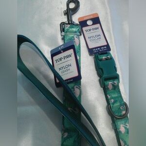 Top Paw Pink Flamingo Nylon Collar and Leash Set (M)